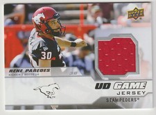 2020 Upper Deck CFL Game Jersey Rene Paredes Card GJ-RP Calgary Stampeders