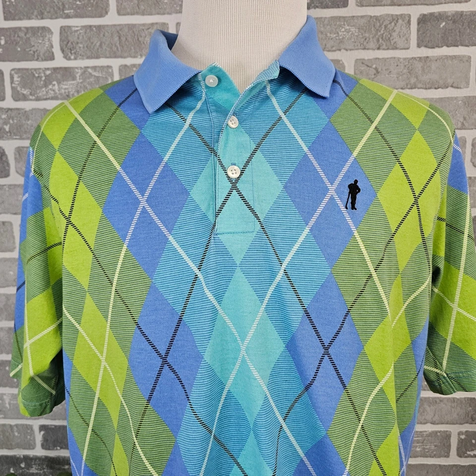 Camisa polo de golf Payne Stewart para hombre grande estampado argyle manga corta informal preppy Foto 4 de 4