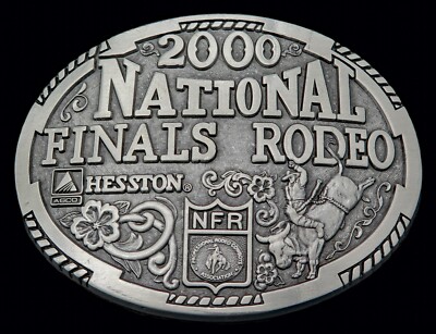 2000 Hesston Rodeo Western Cowboy Bull Rider NFR Vintage Belt Buckle