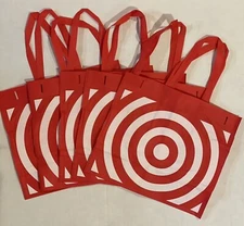 7 Count Lot of Red with White Reusable Target Shopping Bags Washable