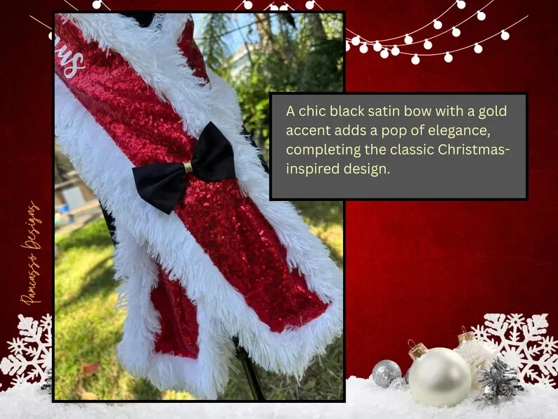 Faja de señora Claus bufanda estola, lentejuelas rojas faja de fiesta con ribete de piel, disfraz de Papá Noel Foto 4 de 4
