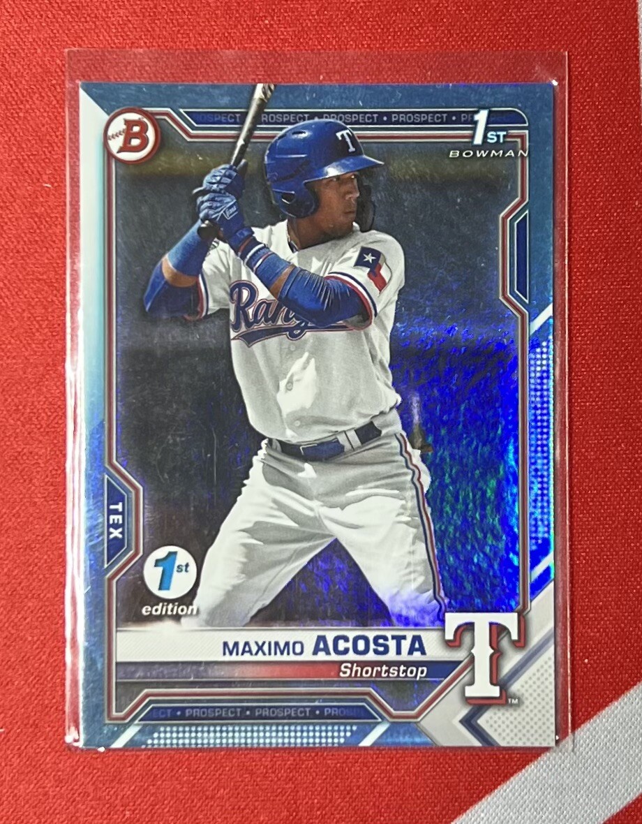 2021 Bowman 1st Edition MAXIMO ACOSTA Sky Blue Foil #BFE7 1st Bowman Rangers