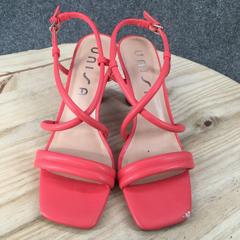 Sandalias Unisa para mujer 8 M marinero con tiras con correa roja imitación cuero punta cuadrada Foto 4 de 4