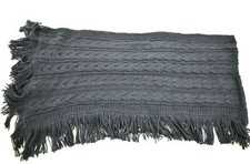 BP Blue Cable Knit Fringe Winter Thick Warm Cozy Charm Wrap Scarf One Size