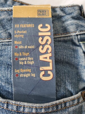 FADED GLORY Classic 5 Pocket Straight Leg Vintage Blue Jeans Wm's Sz. 12 Tall  