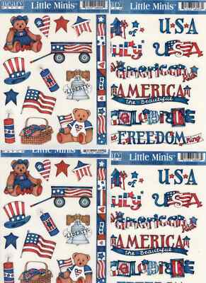 Beary Patch Little Minis Stickers 4 Sheets - USA & USA Titles / Patriotic Teddy