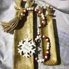 Wooden Carved Reindeer Seasonal Decor Display Trays