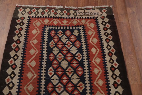 Vegetable Dye Kelim Marineblau 12 Fuß Läufer Teppich Handgewebt Wendeteppich 3x12 - Bild 12 von 16
