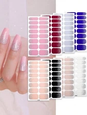 Nail Art Stickers Self-Adhesive DIY Wraps Full Cover Gel Polish Glitter NO LAMP