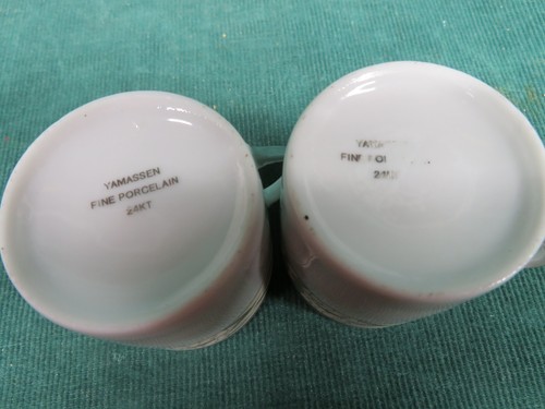 2 exquisitas tazas Demitasse de porcelana Yamassen con adornos de oro de 24 quilates - Imagen 5 de 7