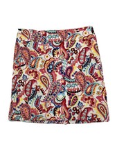 Talbots Multi Color Paisley Cotton Spandex Straight Skirt Size 8 Lined Back Zip
