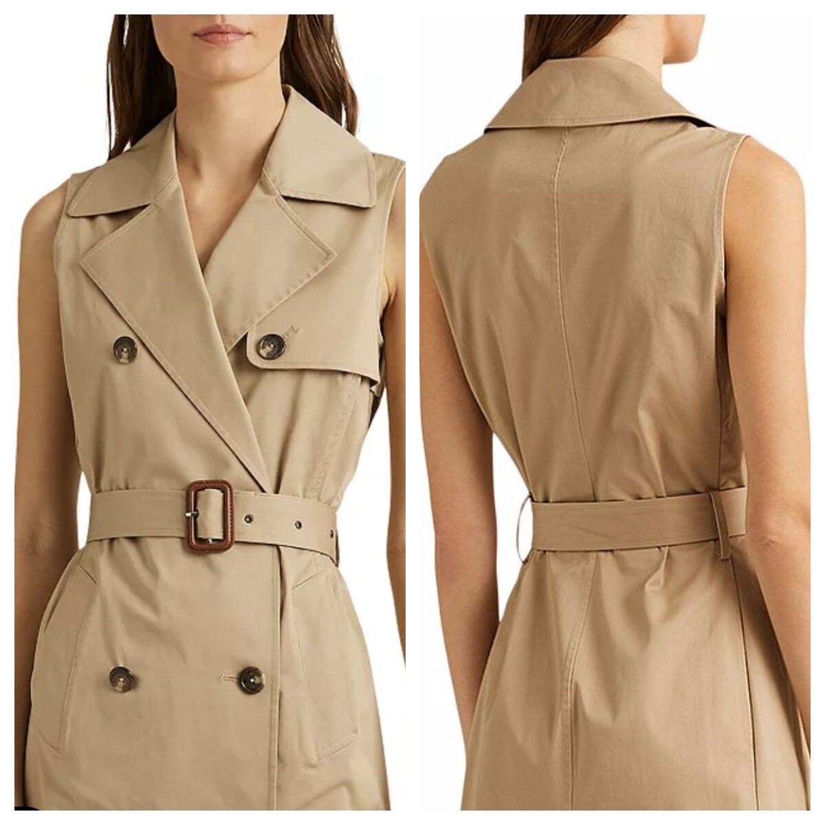 Lauren Ralph Lauren Sz 10 Tan Stretch Cotton Sleeveless Lauren Ralph Lauren Sz 10 Tan Stretch Cotton Sleeveless