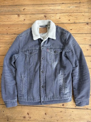 Levi s Sherpa Trucker Jacket Grau Größe L Levi s Premium gefüttert Jeansjacke