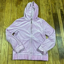 Juicy Couture Kids Velour Zip Up Hoodie Light Pink Rhinestone Logo Size L 12/14
