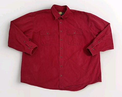 Cabelas Heavy Flannel Shirt Size 3XL Button Red Camp Shirt Workwear Vintage - Picture 1 of 8