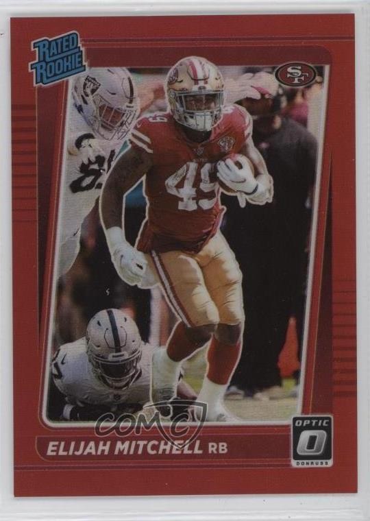 2021 Panini Donruss Optic Rated Rookie Red Prizm 60/99 Elijah Mitchell #291 0v5q
