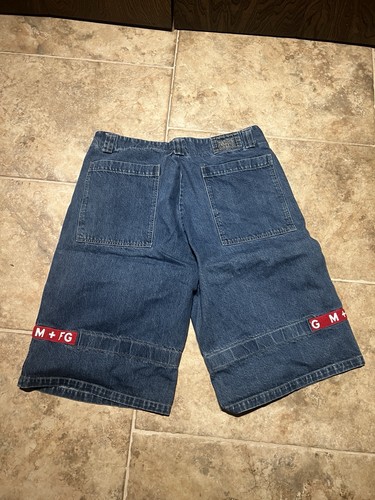 Vintage Men’s 40 Marithe Francois Girbaud Jean Shorts Blue Denim Y2K Red Strip - Picture 9 of 13