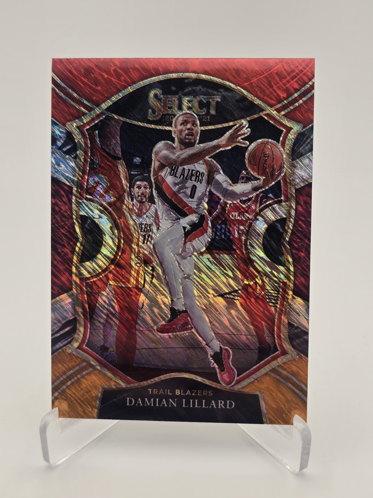 2020-21 Panini Select #24 Damian Lillard Red White Orange Shimmer