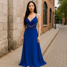 David  s Bridal Blue Formal Dress Size 16 Plus Size Dark Blue