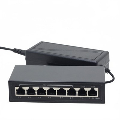 DSLRKIT 48V 72W 8 Ports 6 PoE Switch Injector Power Over Ethernet 4,5+/7,8-