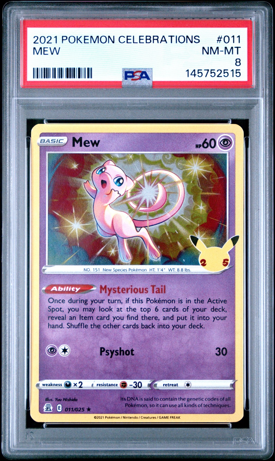 2021 POKEMON CELEBRATIONS #011 MEW PSA 8