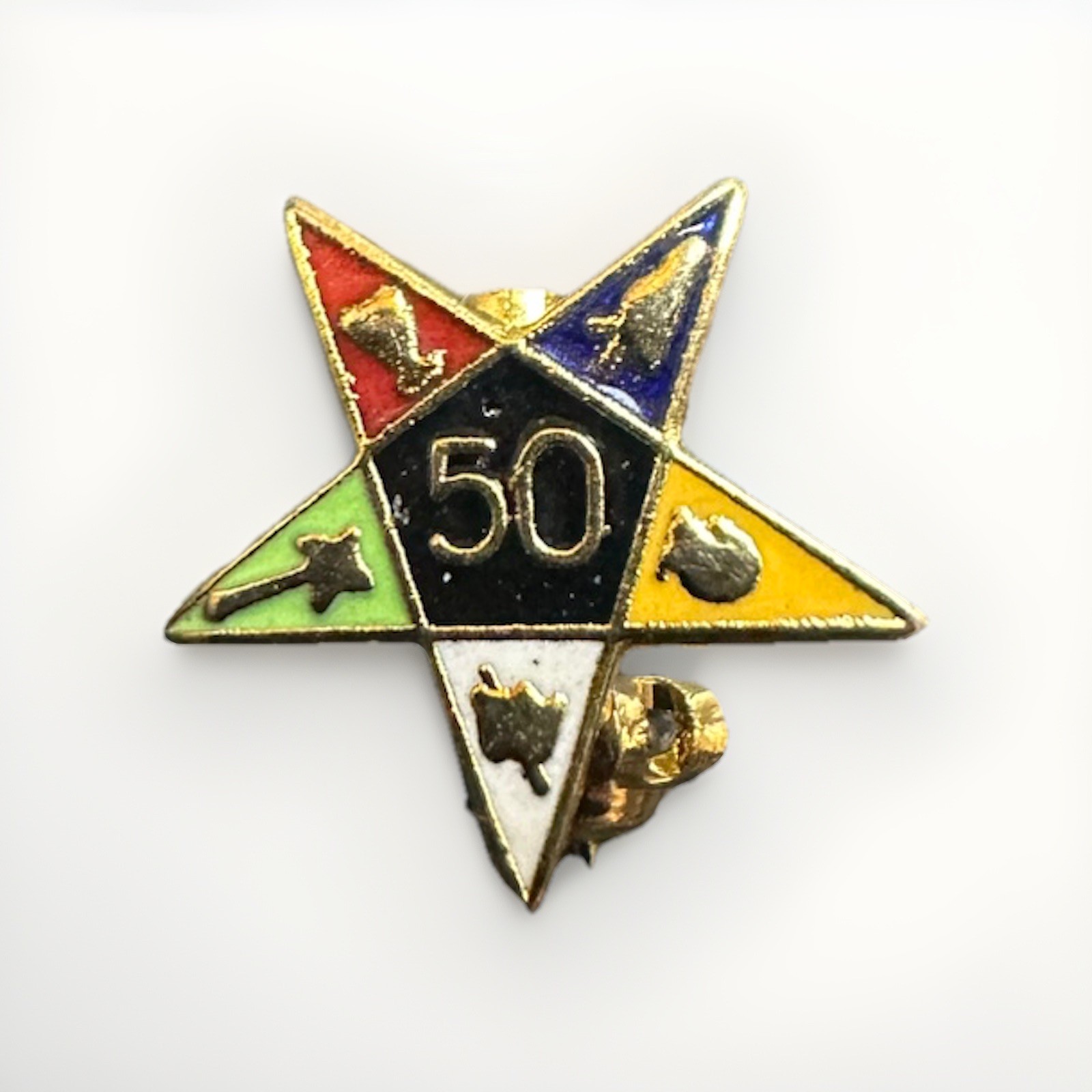 VTG Gold Tone Tiny Order Of The Eastern Star Free Mason 50 Year Lapel vtg-gold-tone-tiny-order-of-the-eastern-star-free-mason-50-year-lapel