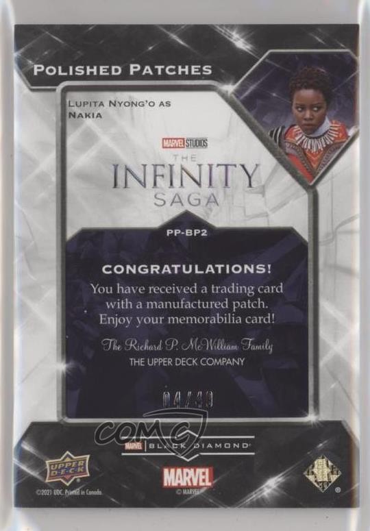 2021 Marvel Black Diamond Polished Panther 4/49 Lupita Nyong'o Nakia Patch a2w thumbnail 2