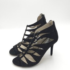 MICHAEL KORS Women's Caged Sparkle Heels Black Tan  Zip Up Stiletto Size 6