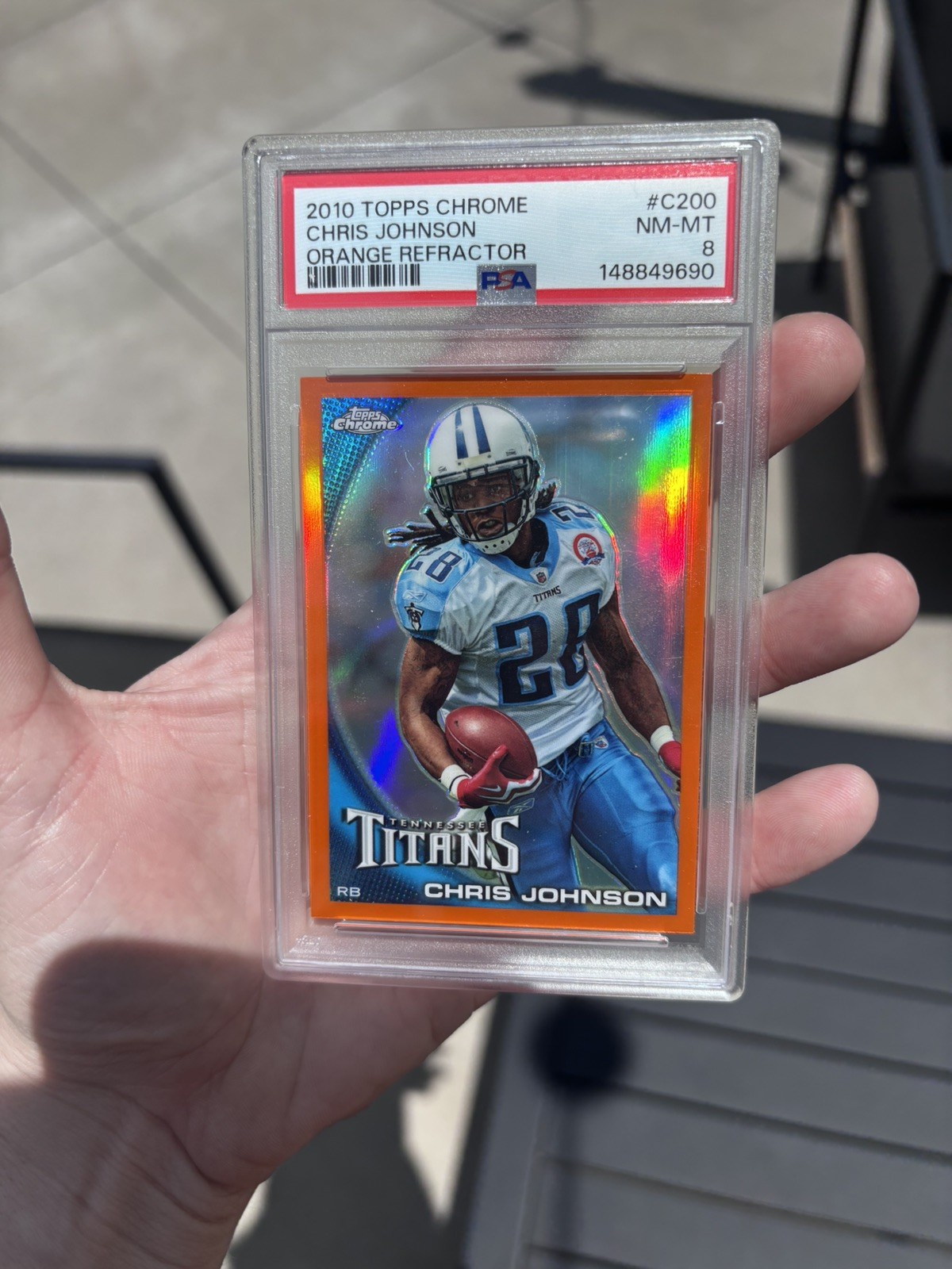 2010 Topps Chrome #C200 Chris Johnson Orange Refractor PSA 8 Titans