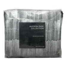 Hudson Park Brushed Texture Stripe KING Duvet Cover GRAY