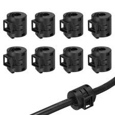 8mm Clip-on Ferrite Ring Core for Cable, Black Long 8pcs