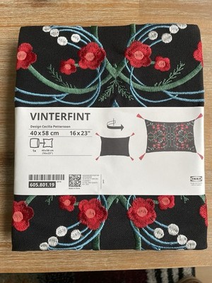 Ikea Vinterfint Kissenbezug  40x58 cm schwarz bunt bestickt 605.801.19 neu OVP