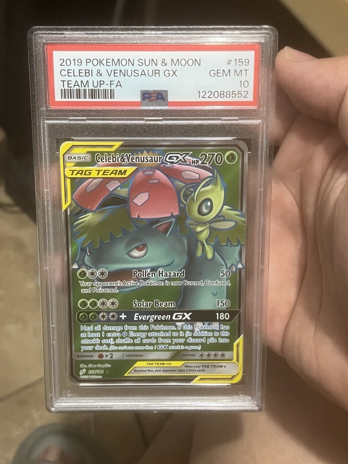 Pokémon Sun & Moon Team Up Celebi & Venusaur GX Full Art 159/181 PSA 10