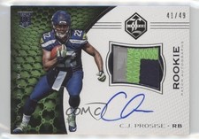 2016 Panini Limited Rookie Spotlight Silver 41/49 CJ Prosise #127 Patch Auto 2r7