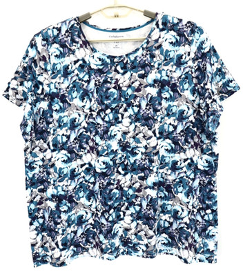 CROFT & BARROW Women's Cotton Classic Tee Top Short Sleeve Floral Size 2X PLUS