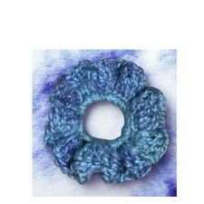 Scrunchie Blue Velvet Ruffled Ponytail Holder Crochet USA 111 Combine Shipping