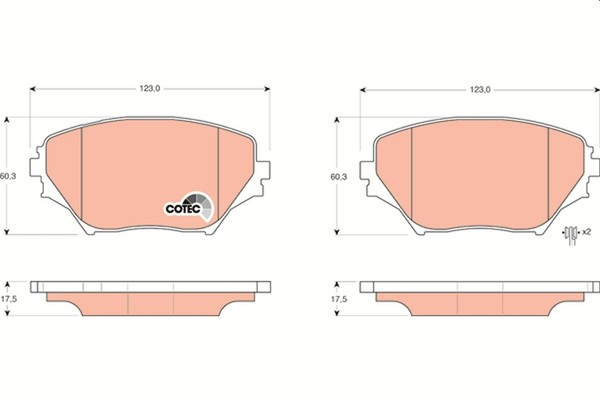 Bremsbelagsatz Scheibenbremse Cotec TRW GDB3251 FüR Toyota RAV Picnic 2 ZCA25_-image