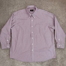 Club Room Button Down Shirt Mens 17 1/2 32/33 Regular Fit L/S Red White Striped