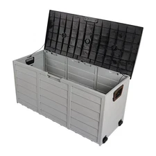 All-Weather Deck Box Storage w/ Wheel UV Pool Shed Bin Backyard Porch 75 Gallons