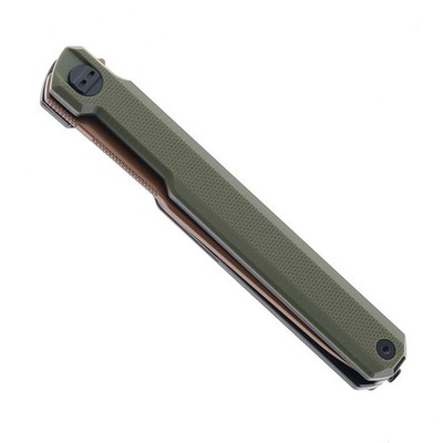 Bestech DUOZ Folding Knife OD Green G10 Handle 14C28N Plain Edge