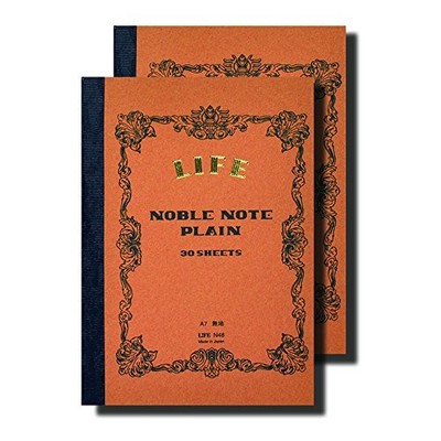 LIFE Noble Note A7 Blank Plain Notebook 2Pack Smooth Fountain Pen Friendly Paper