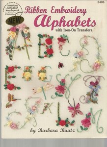 Ribbon Embroidery Alphabets Patterns Iron On Transfers Letter Monograms Vtg Q57