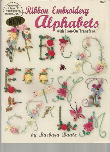 Ribbon Embroidery Alphabets Patterns Iron On Transfers Letter Monograms Vtg Q57
