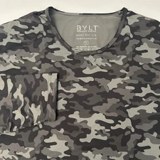 BYLT Mens XL Camo Drop Cut Long Sleeve Performance Stretch Shirt Athletic