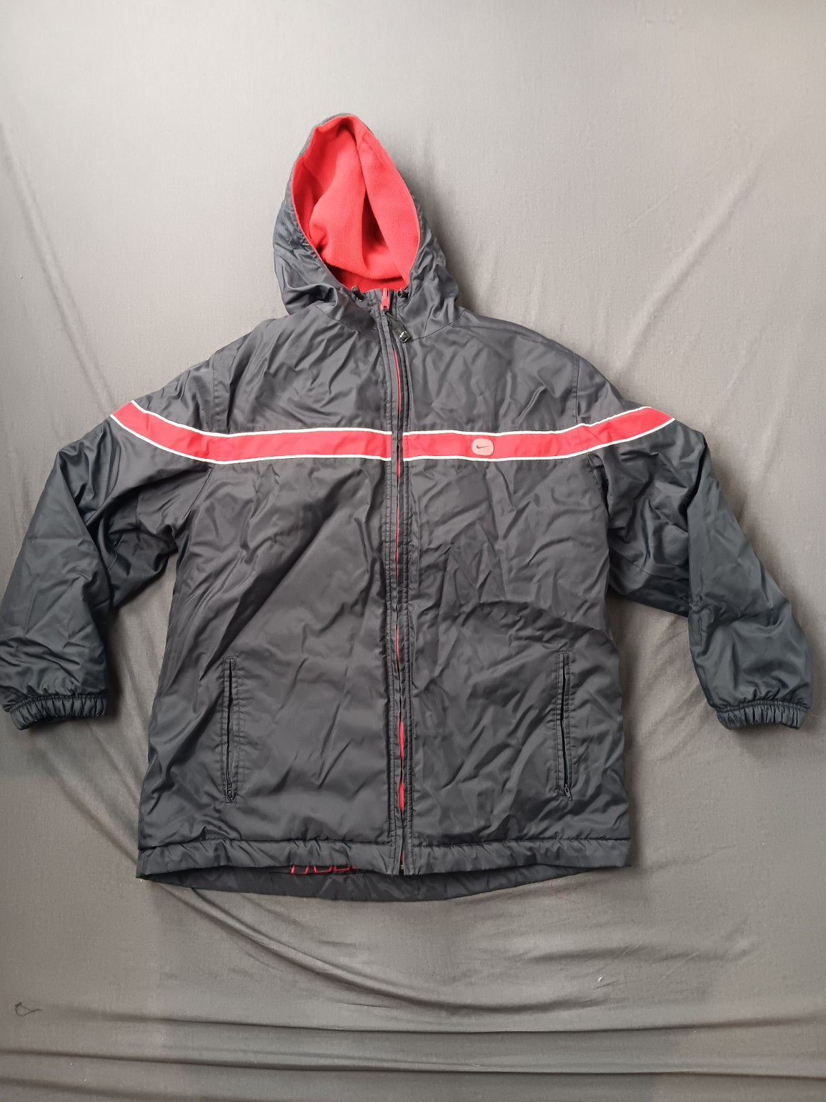 SACAI X NIKE Y2k Nike Uomo Taglia XXL Giacca Reversibile con Cappuccio Pesante Pile Spell Out