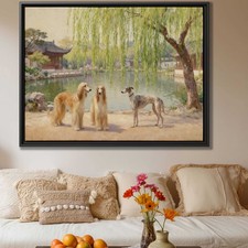 Oil Painting Dog Art Afghan Hound Canvas Print Rustic Wall Decor Living Room