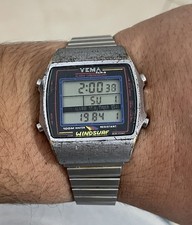 *RARO* Vintage Yema Paris Windsurf Sveglia Cronografo Digitale Lcd Quarzo 100m