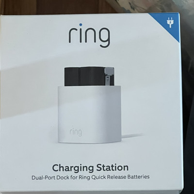 RING CHARGING STATION White Rechargeable for Quick Release BATTERY PACK.