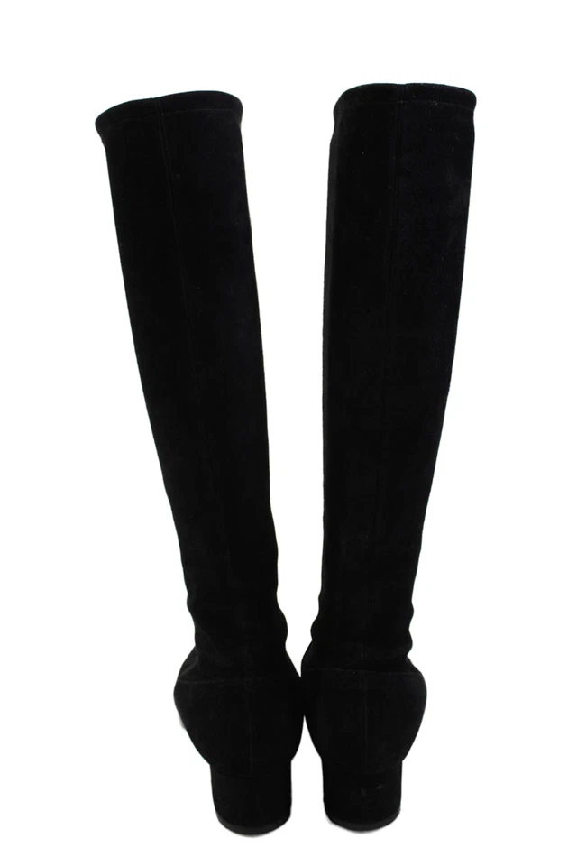 Manolo Blahnik Mujer Gamuza Pull On Medio Pantorrilla Botas Negras Talla 38 8 Foto 3 de 4