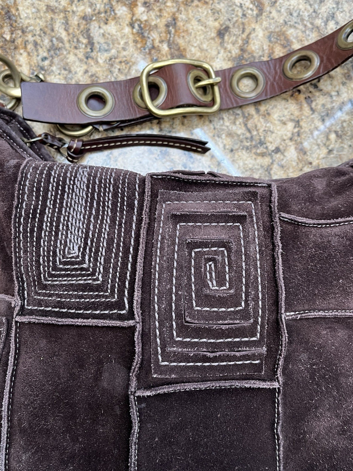 COACH Large Brown Suede Leather Patchwork Mosaic … - image 7